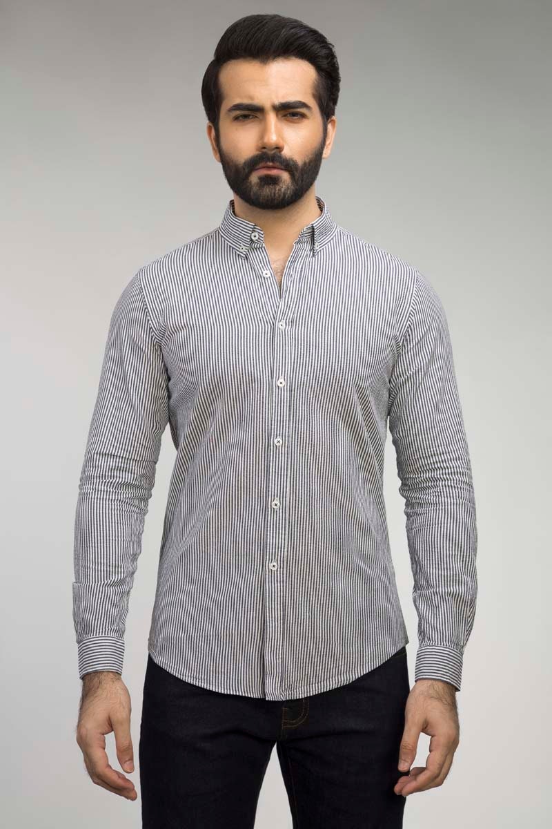 Navy Striped Casual Shirt CM-YD-2490  CS
