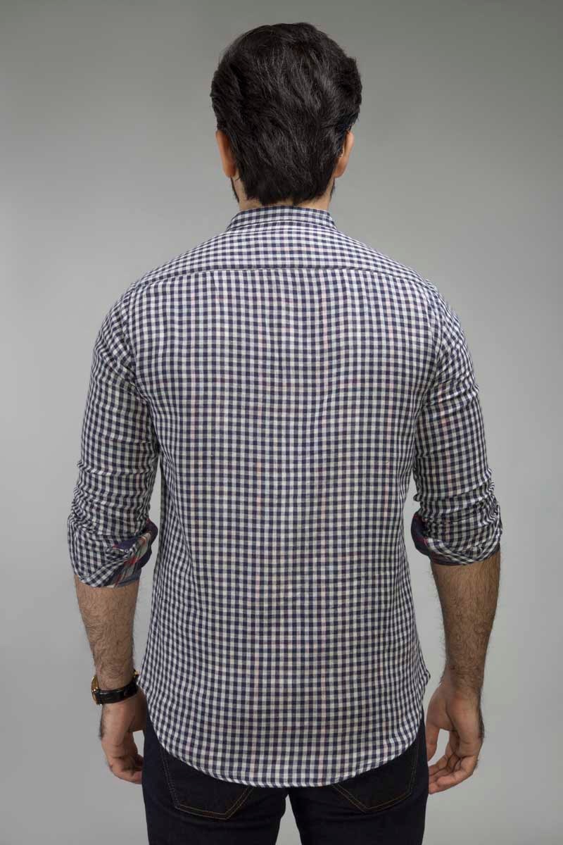 Navy White Check Casual Shirt CM-YD-2503  CS