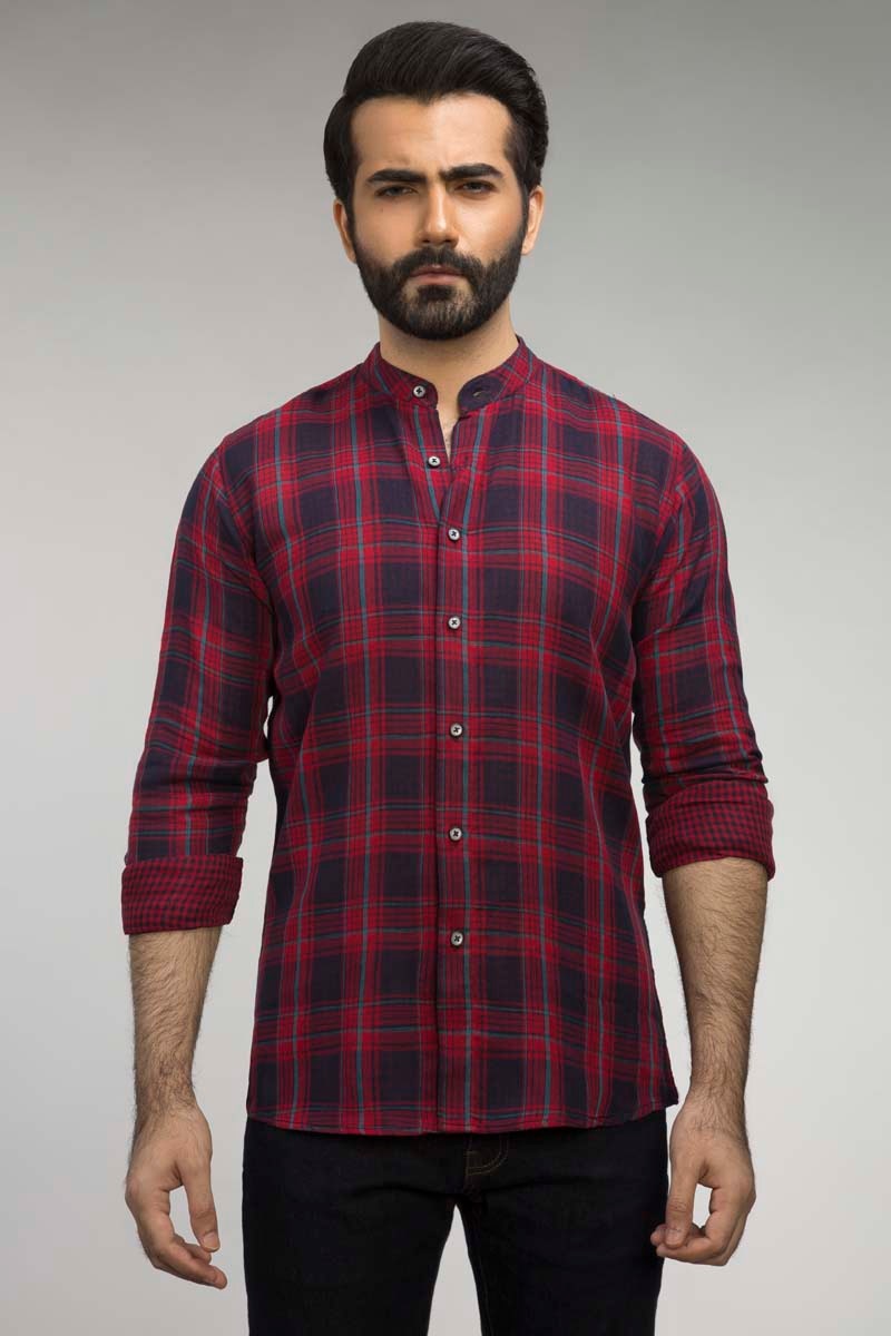 Red & Navy Checked Casual Shirt CM-YD-2510  CS