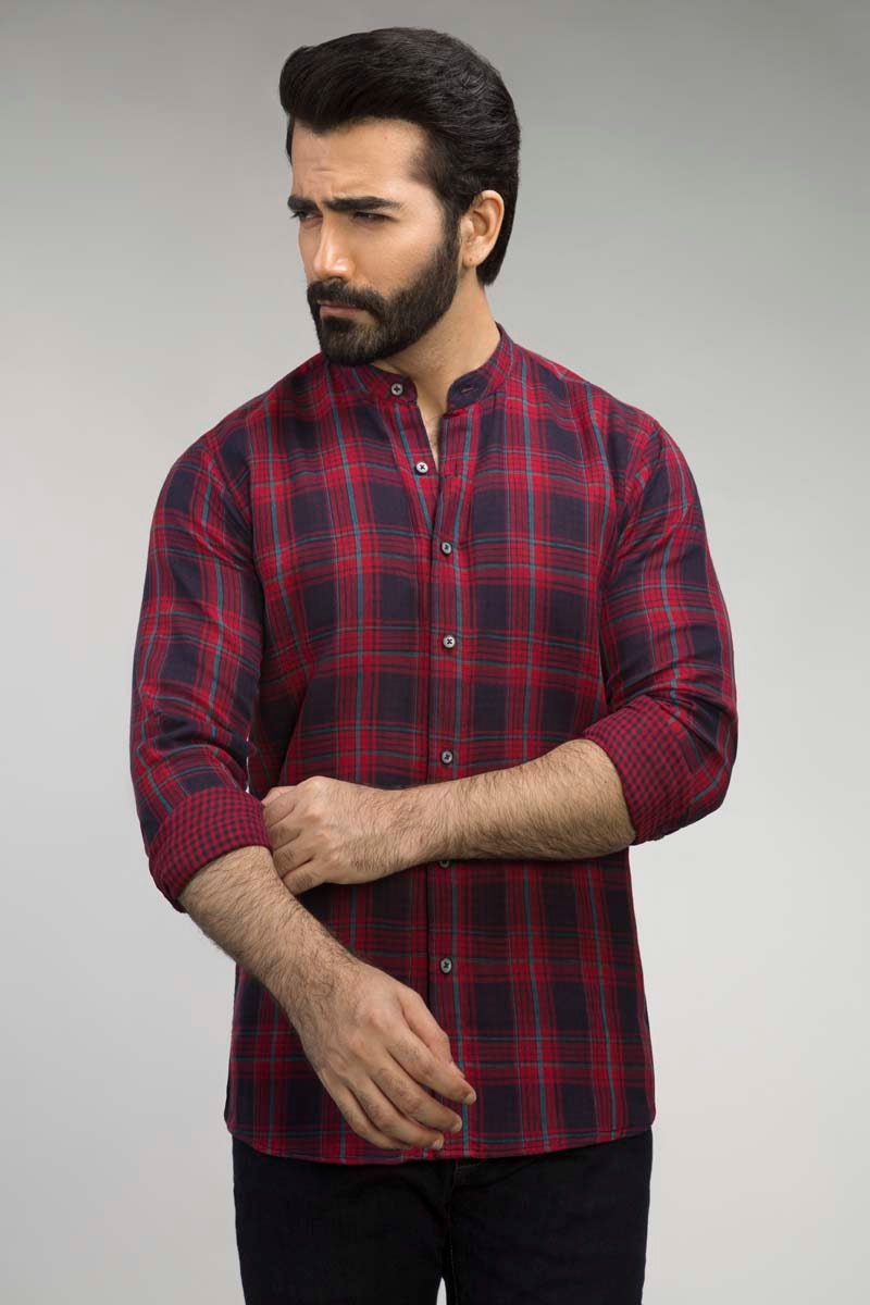 Red & Navy Checked Casual Shirt CM-YD-2510  CS