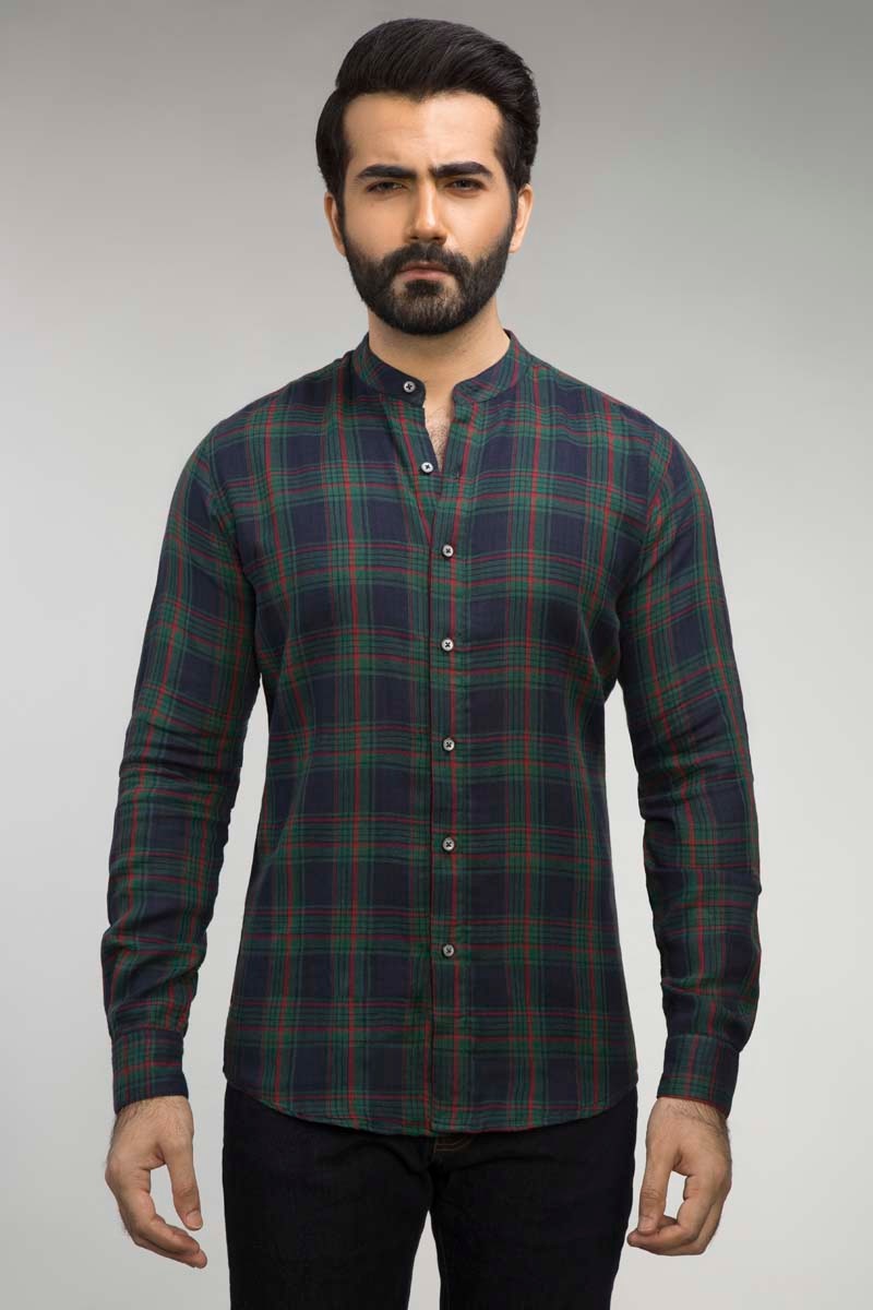 Green & Navy Checked Casual Shirt CM-YD-2512  CS