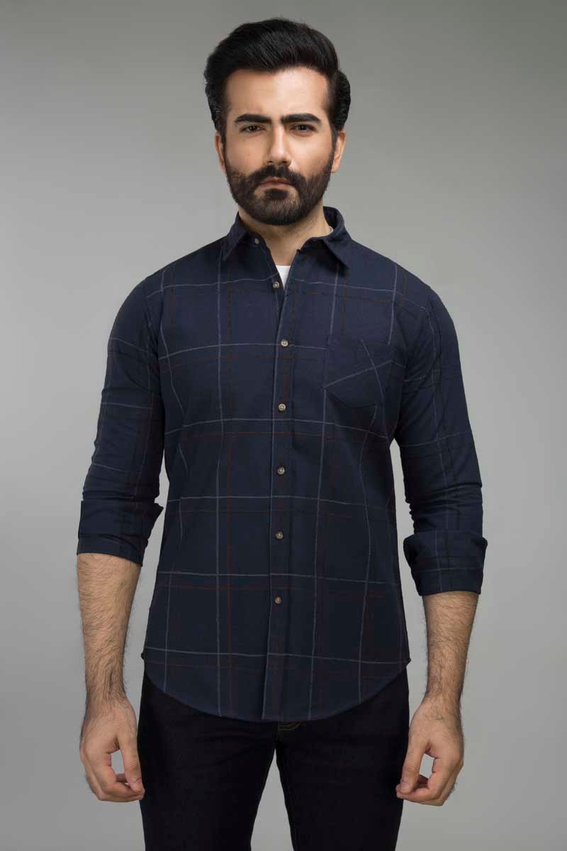 Navy Check Casual Shirt CM-YD-2513  CS