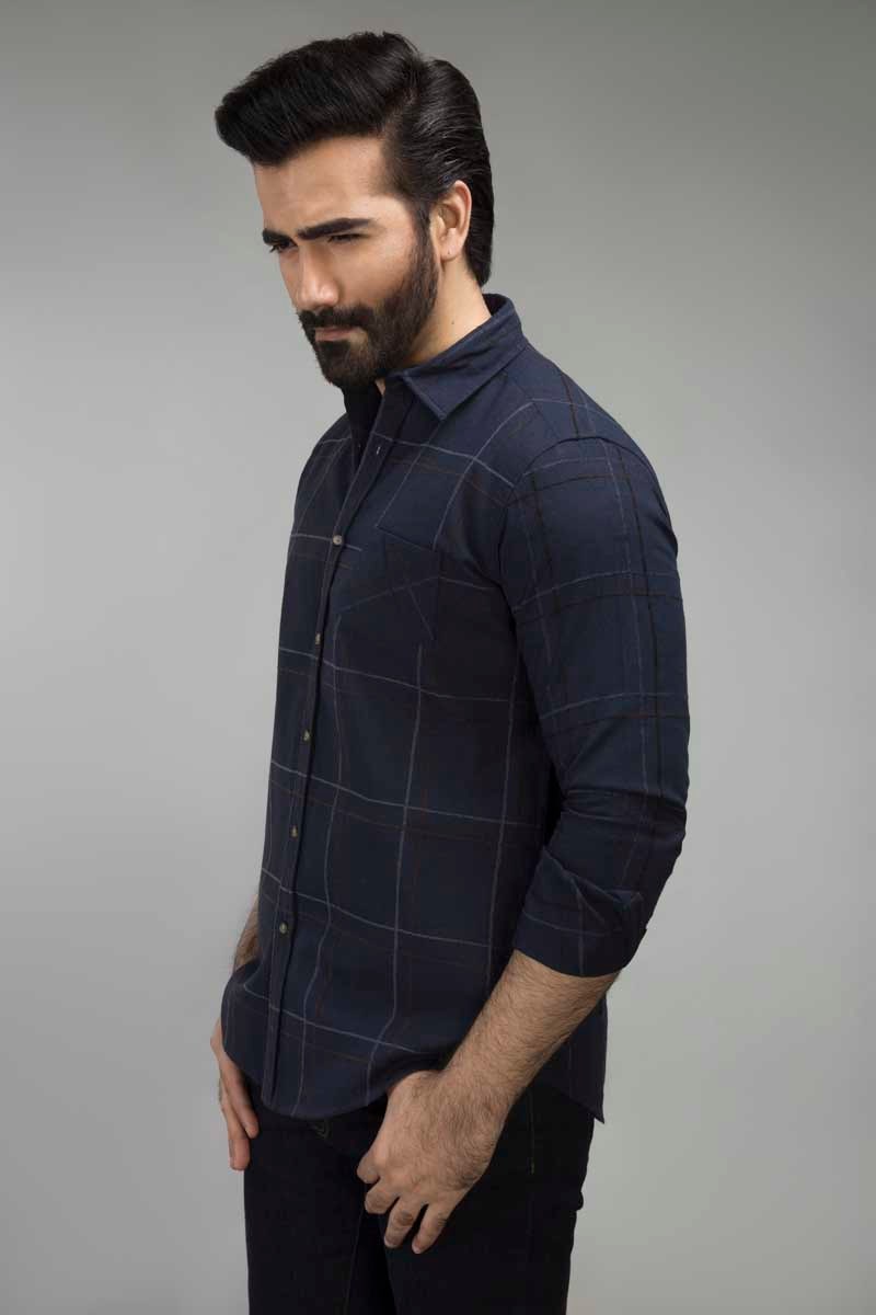 Navy Check Casual Shirt CM-YD-2513  CS