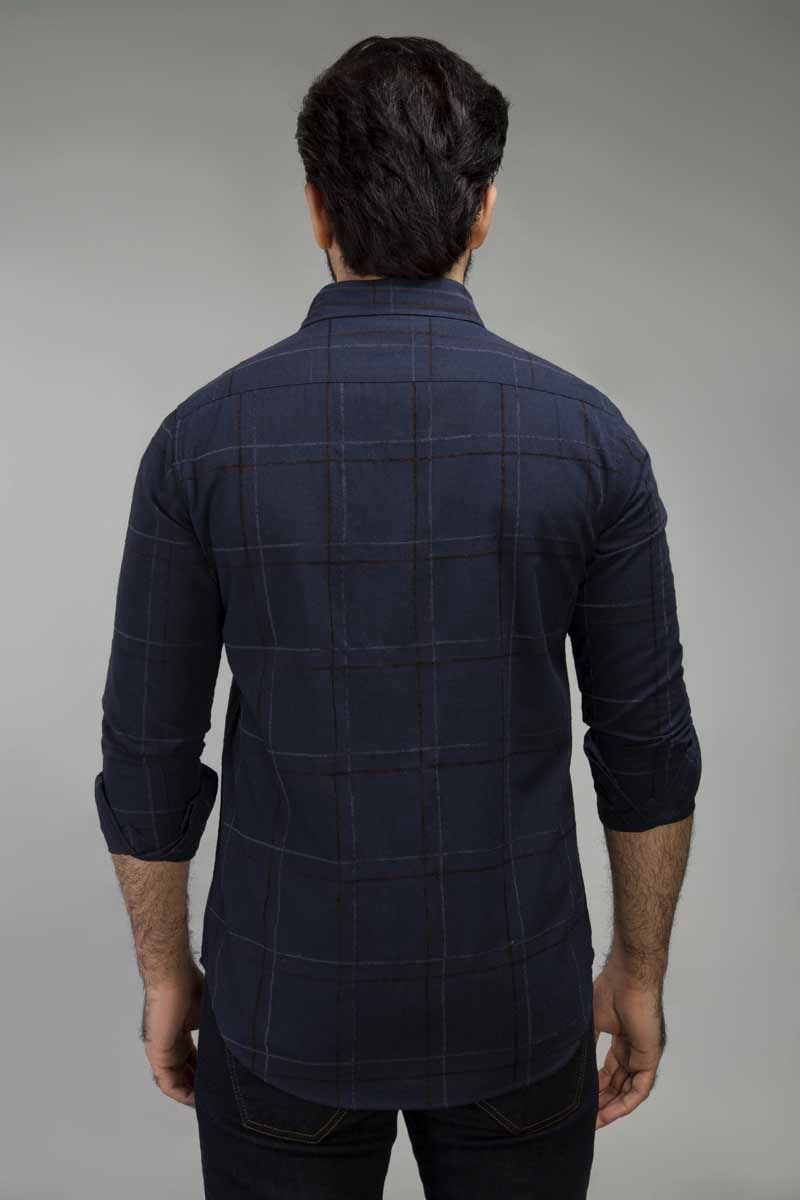 Navy Check Casual Shirt CM-YD-2513  CS