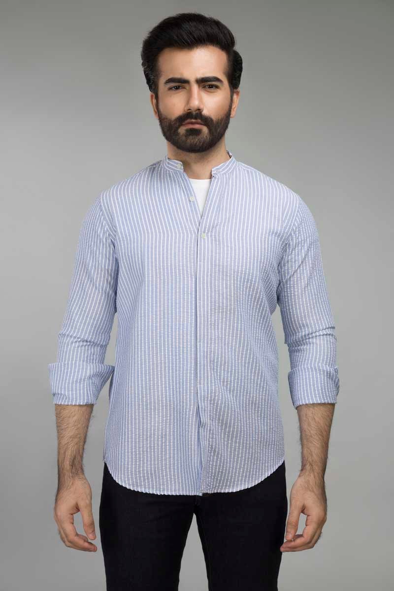 Blue White Striped Casual Shirt CM-YD-2514  CS