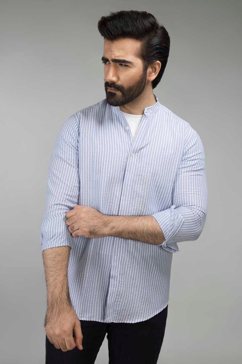 Blue White Striped Casual Shirt CM-YD-2514  CS