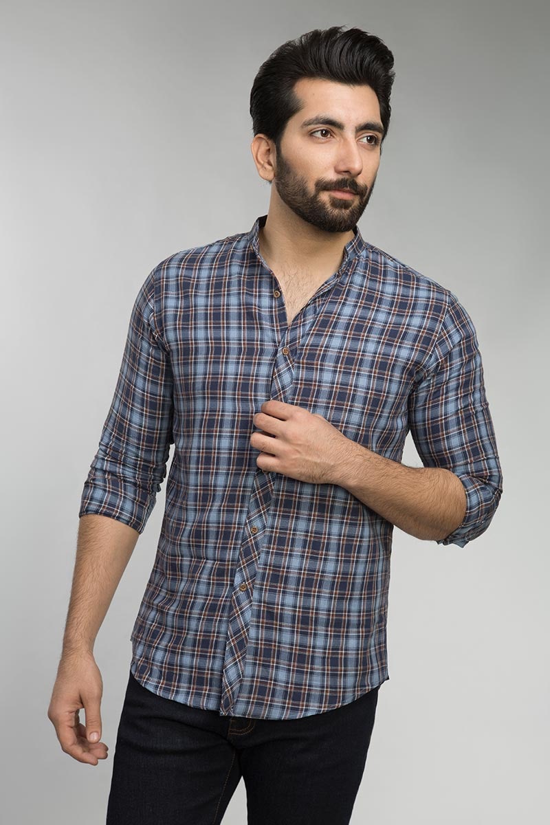Grey & Brown Check Casual Shirt CM-YD-2515  CS
