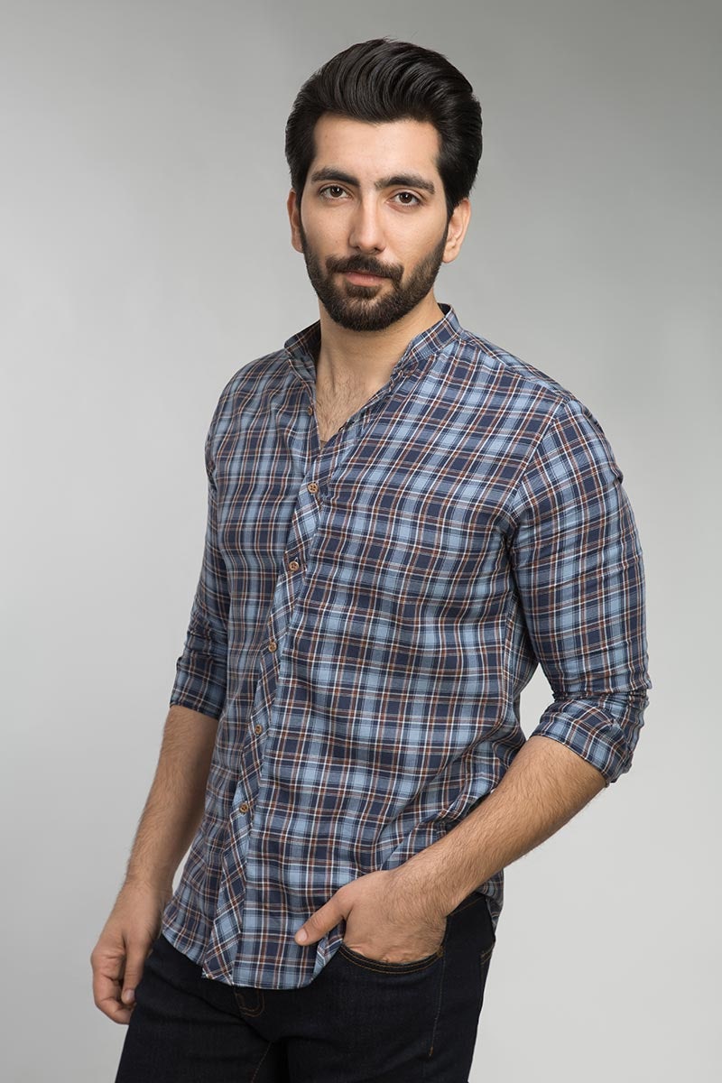 Grey & Brown Check Casual Shirt CM-YD-2515  CS