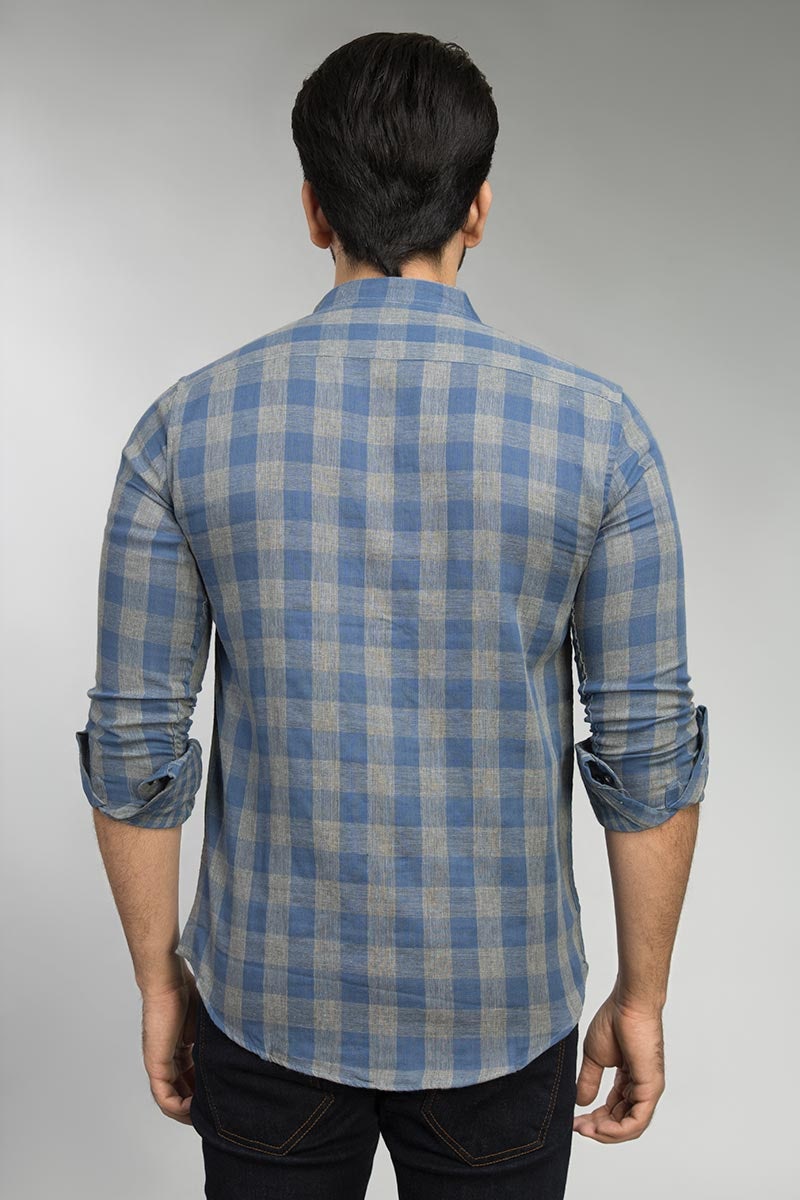 Grey & Blue Check Casual Shirt CM-YD-2516  CS
