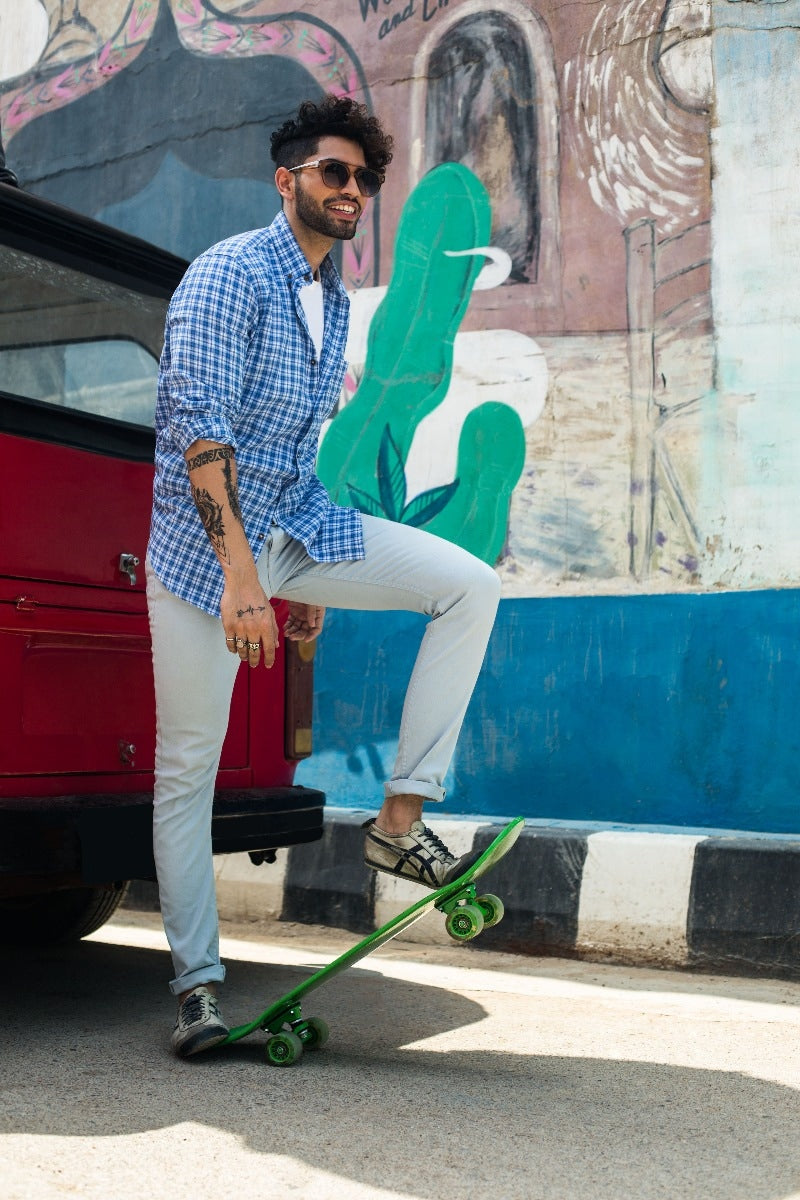 Blue & White Yarn Dyed CM-YD-2577