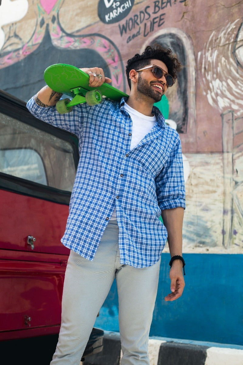 Blue & White Yarn Dyed CM-YD-2577