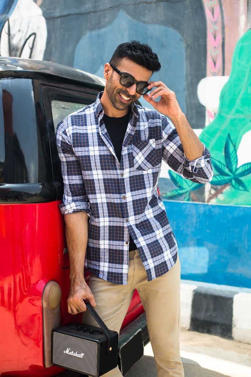 Navy Brown Yarn Dyed CM-YD-2578