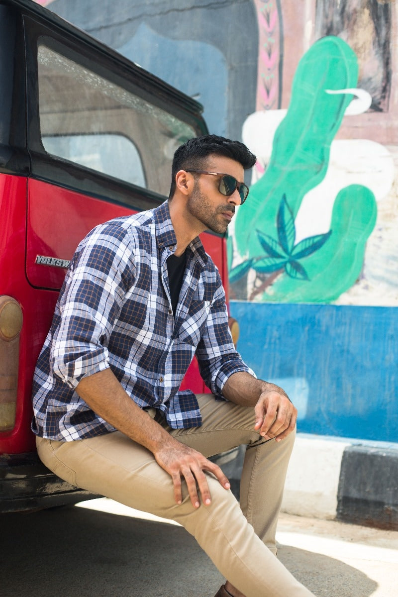 Navy Brown Yarn Dyed CM-YD-2578