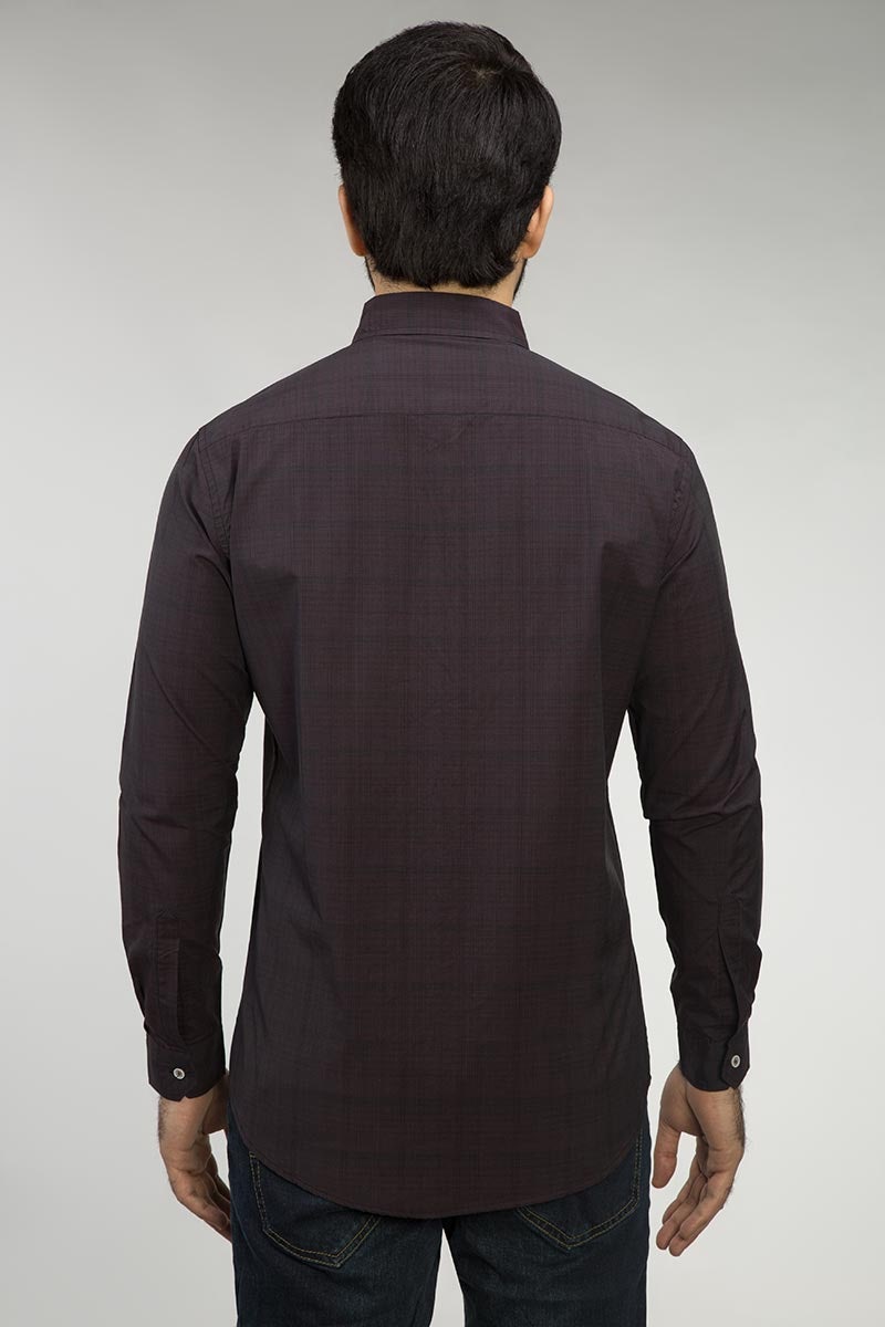 Dark Brown Checked Casual Shirt CM-YD-2631 CS