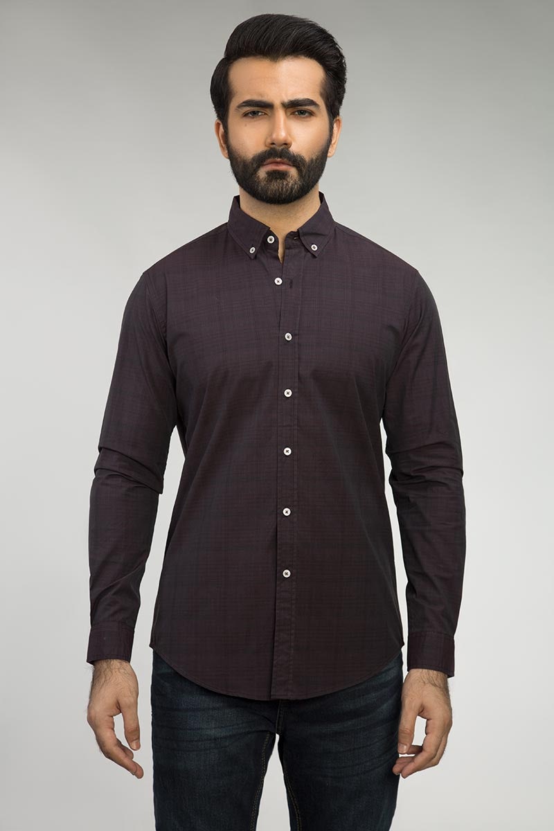 Dark Brown Checked Casual Shirt CM-YD-2631 CS