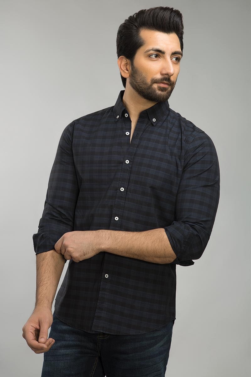 Black & Blue Checked Casual Shirt CM-YD-2632 CS