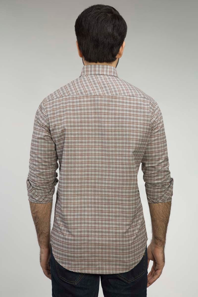 Grey & Brown Checked Casual Shirt CM-YD-2639 CS