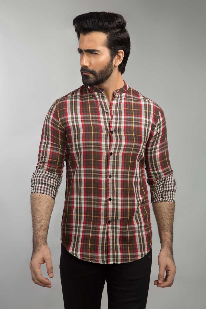 Brown & Red Casual Shirt CM-YD-2665