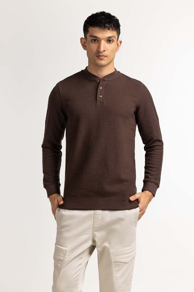 Coffee Basic Henley MN-HNL-FS-WS23-004