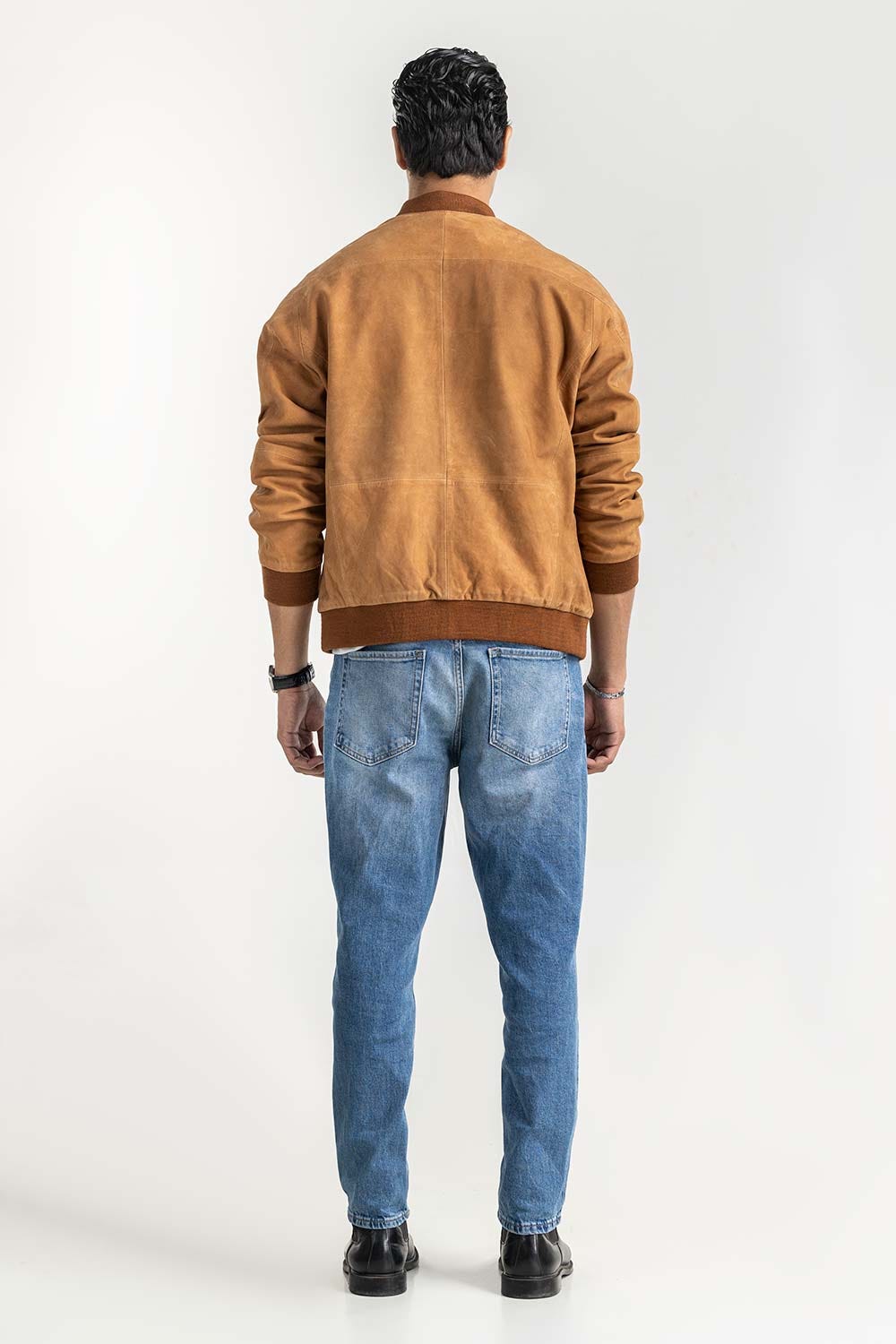 Cognac Suede Leather Raglan Sleeve Jacket JKT-LTH22-044