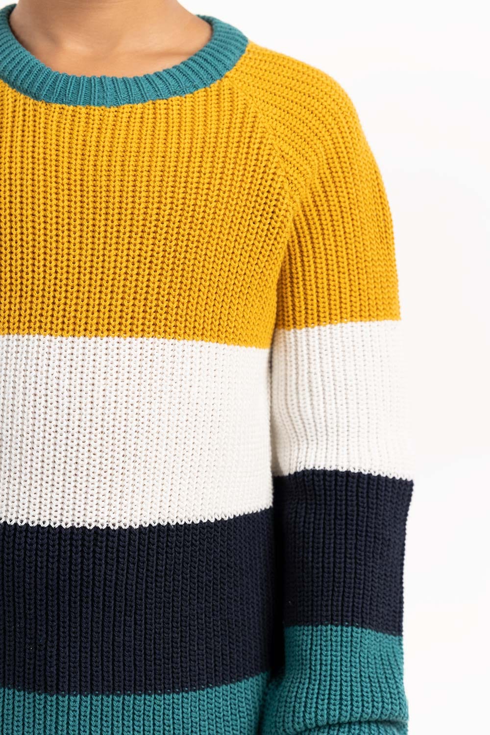 Toddler Boy Color Block Knit Sweater With Round Neck 224-511-019