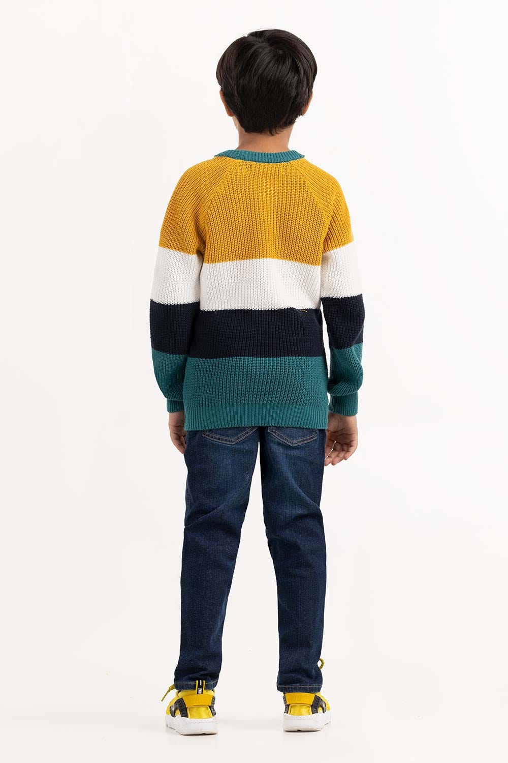 Toddler Boy Color Block Knit Sweater With Round Neck 224-511-019