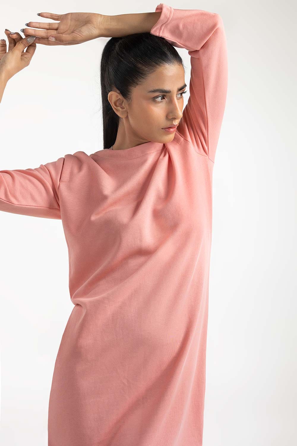 Coral Sweatshirt Dress  224-212-030