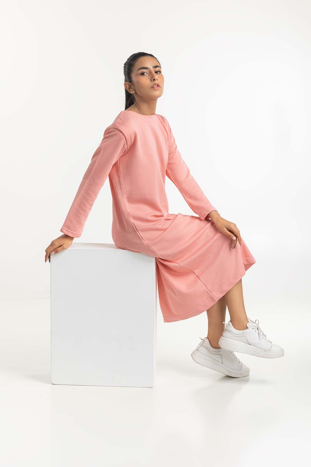 Coral Sweatshirt Dress  224-212-030