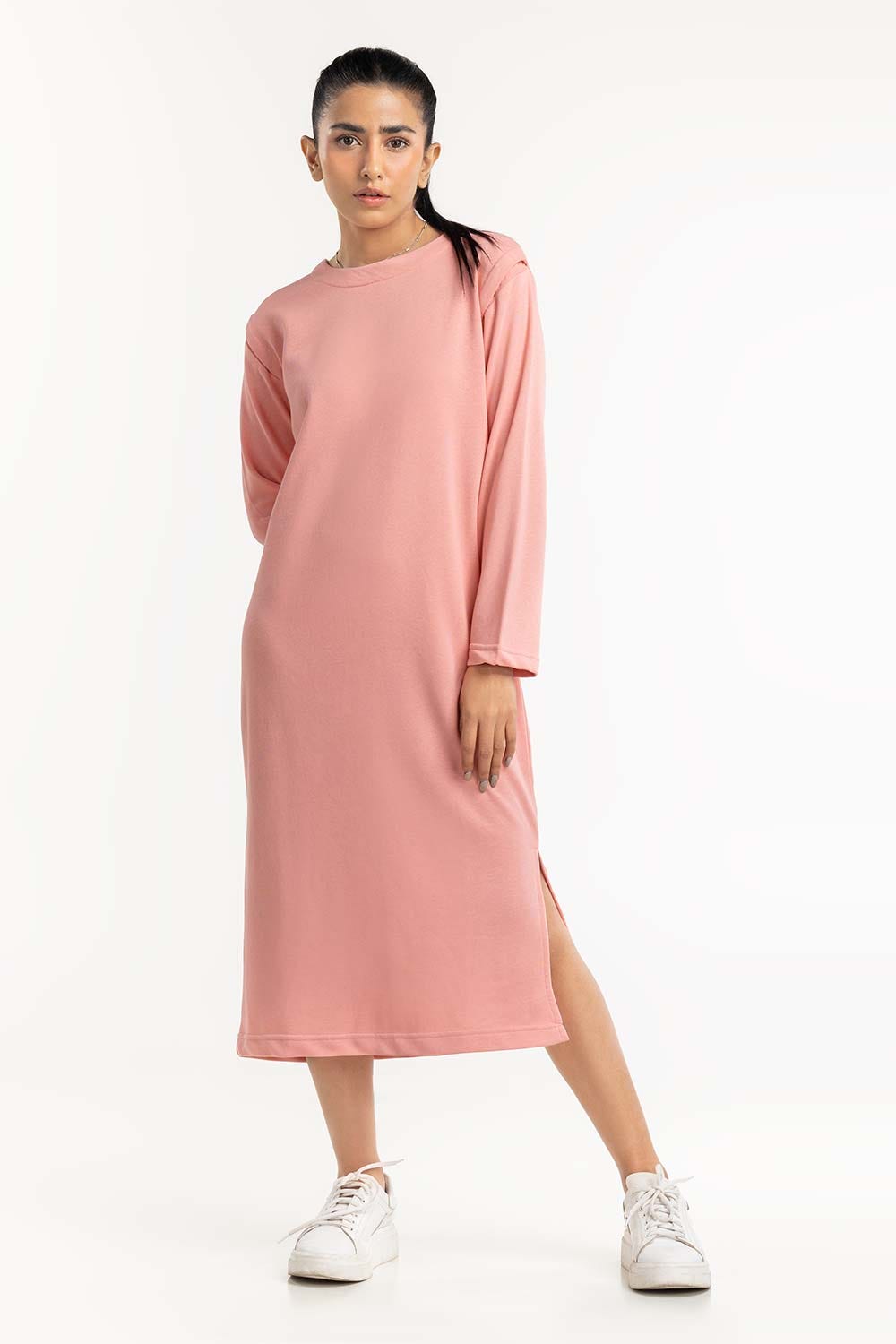 Coral Sweatshirt Dress  224-212-030