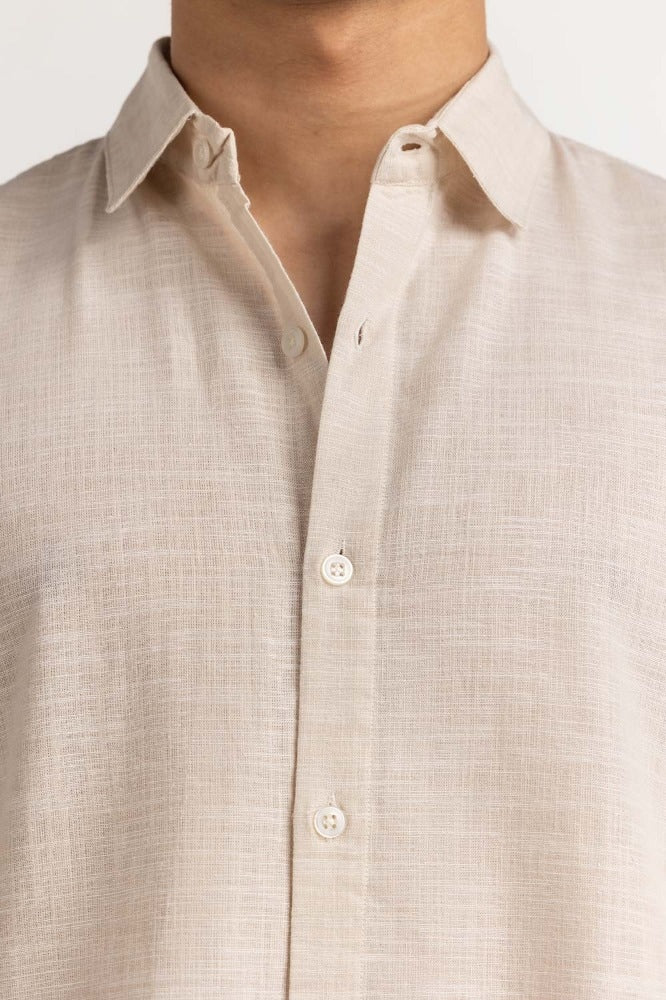 Cream Basic Casual Shirt MN-CS-YD23-022