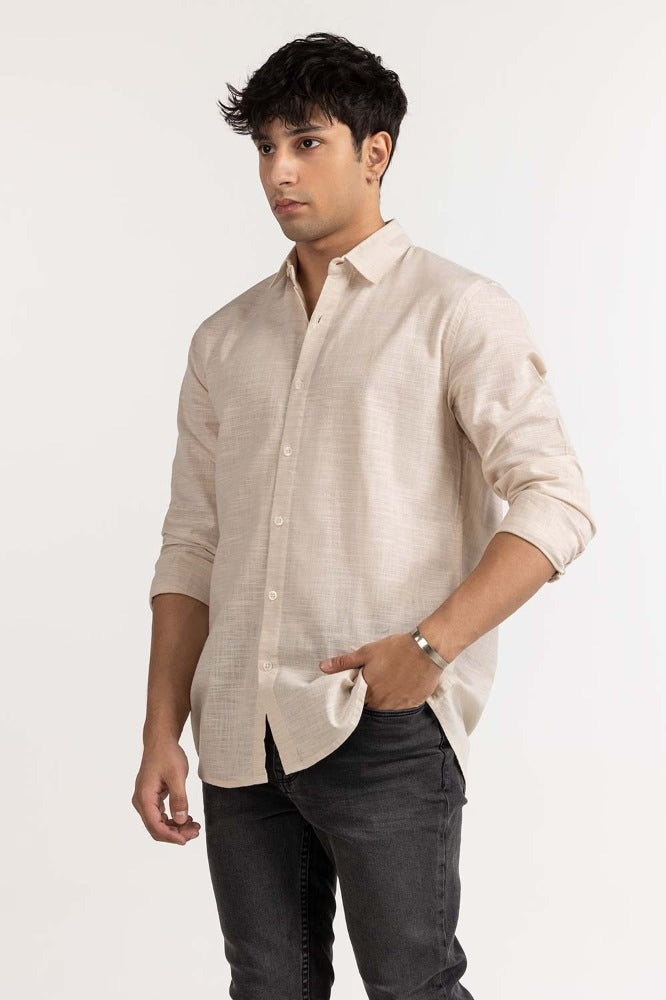 Cream Basic Casual Shirt MN-CS-YD23-022