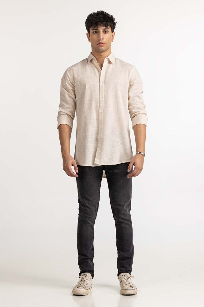 Cream Basic Casual Shirt MN-CS-YD23-022