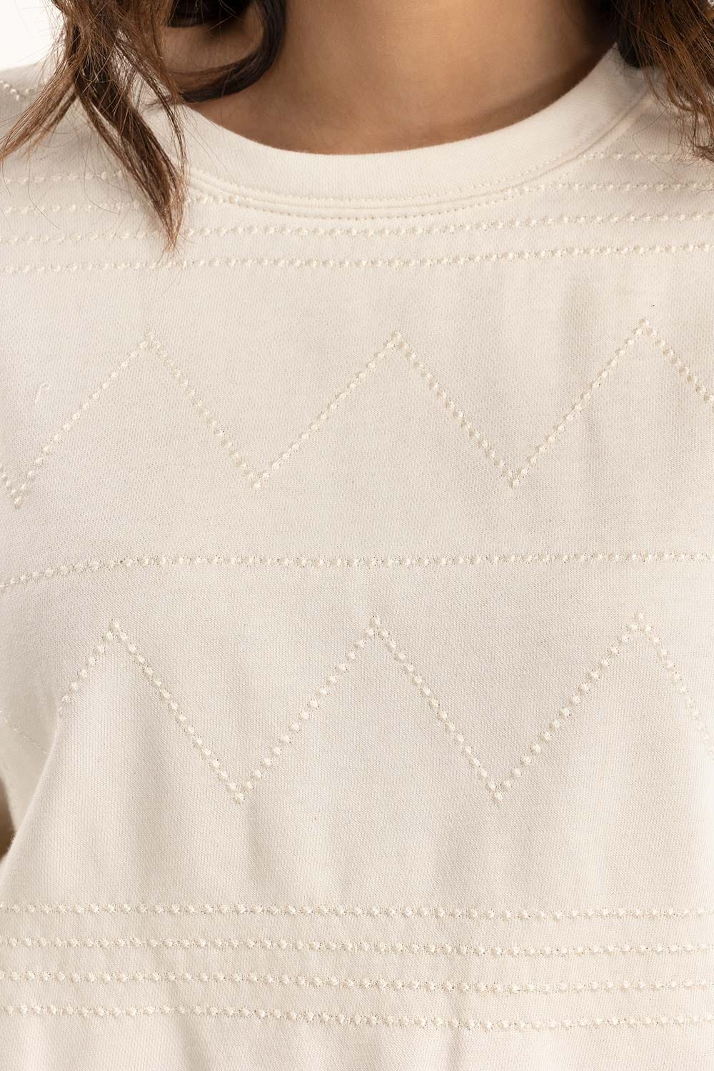 Cream Embroidered Sweatshirt 224-212-045