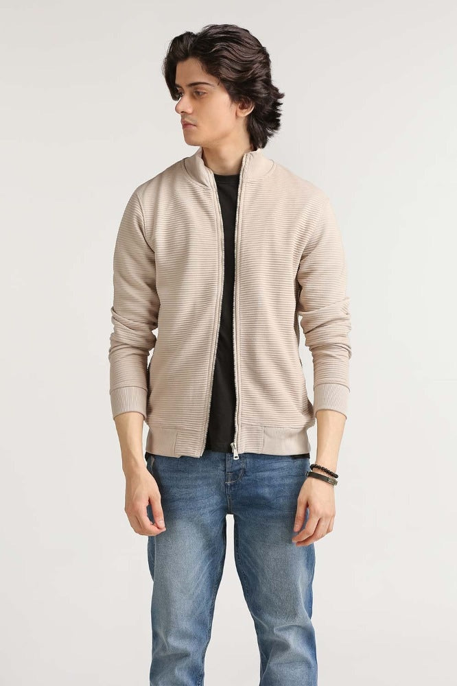 Cream Fashion Knitted Zipper MN-KNZ-WS23-002