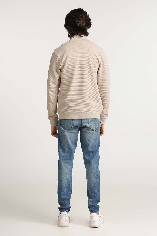 Cream Fashion Knitted Zipper MN-KNZ-WS23-002