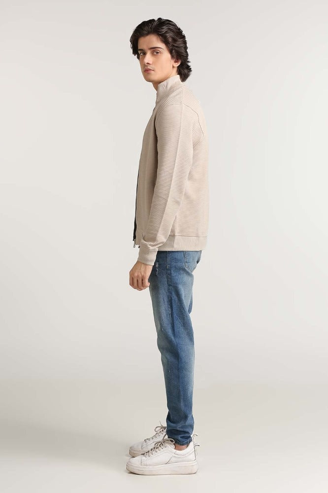 Cream Fashion Knitted Zipper MN-KNZ-WS23-002