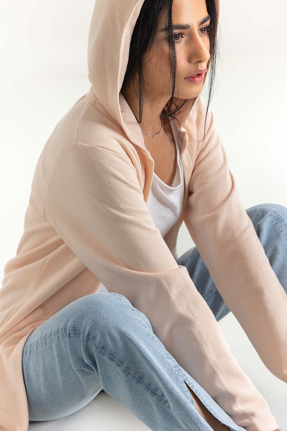 Cream Long Hoodie 224-212-069