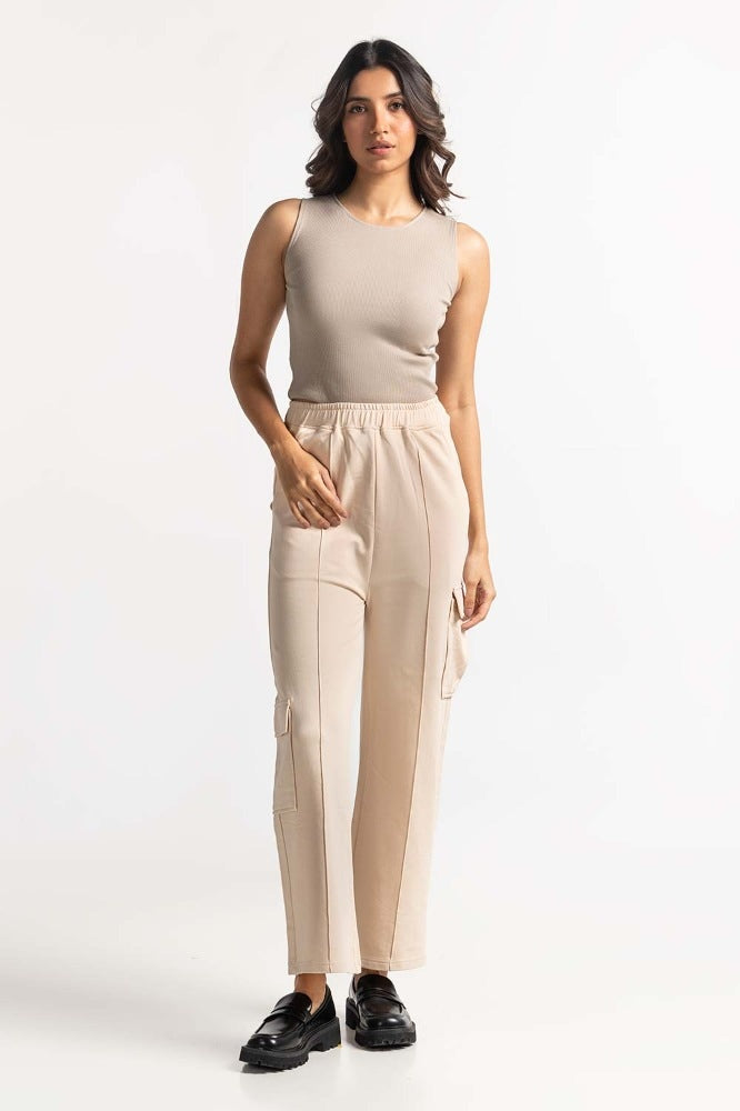 Cream Knit Bottom WM-TRKN-SS24-007