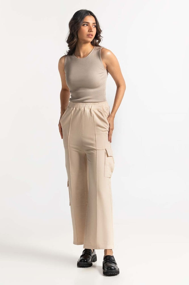 Cream Knit Bottom WM-TRKN-SS24-007