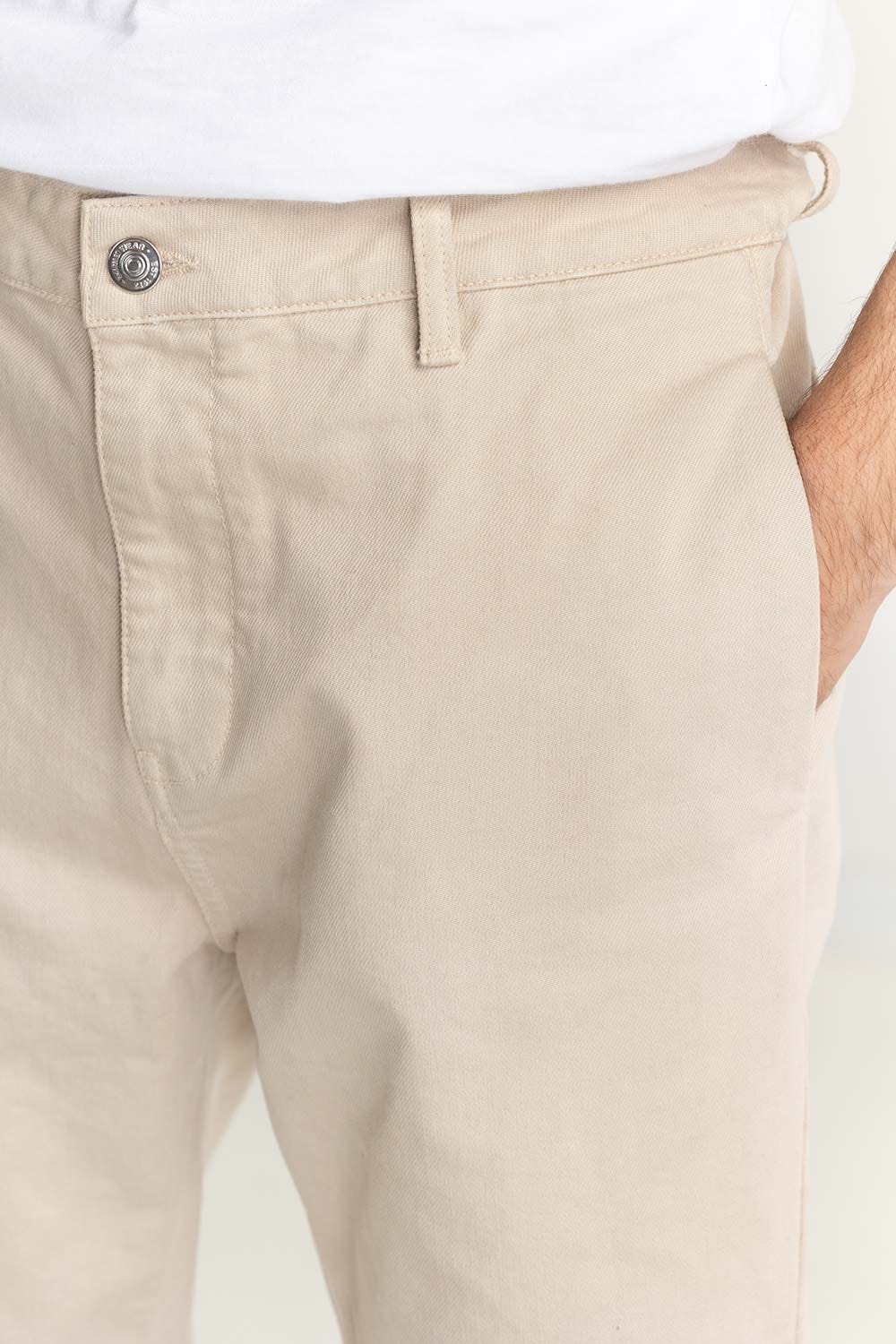 Cream Slim Fit Trouser 224-120 -307