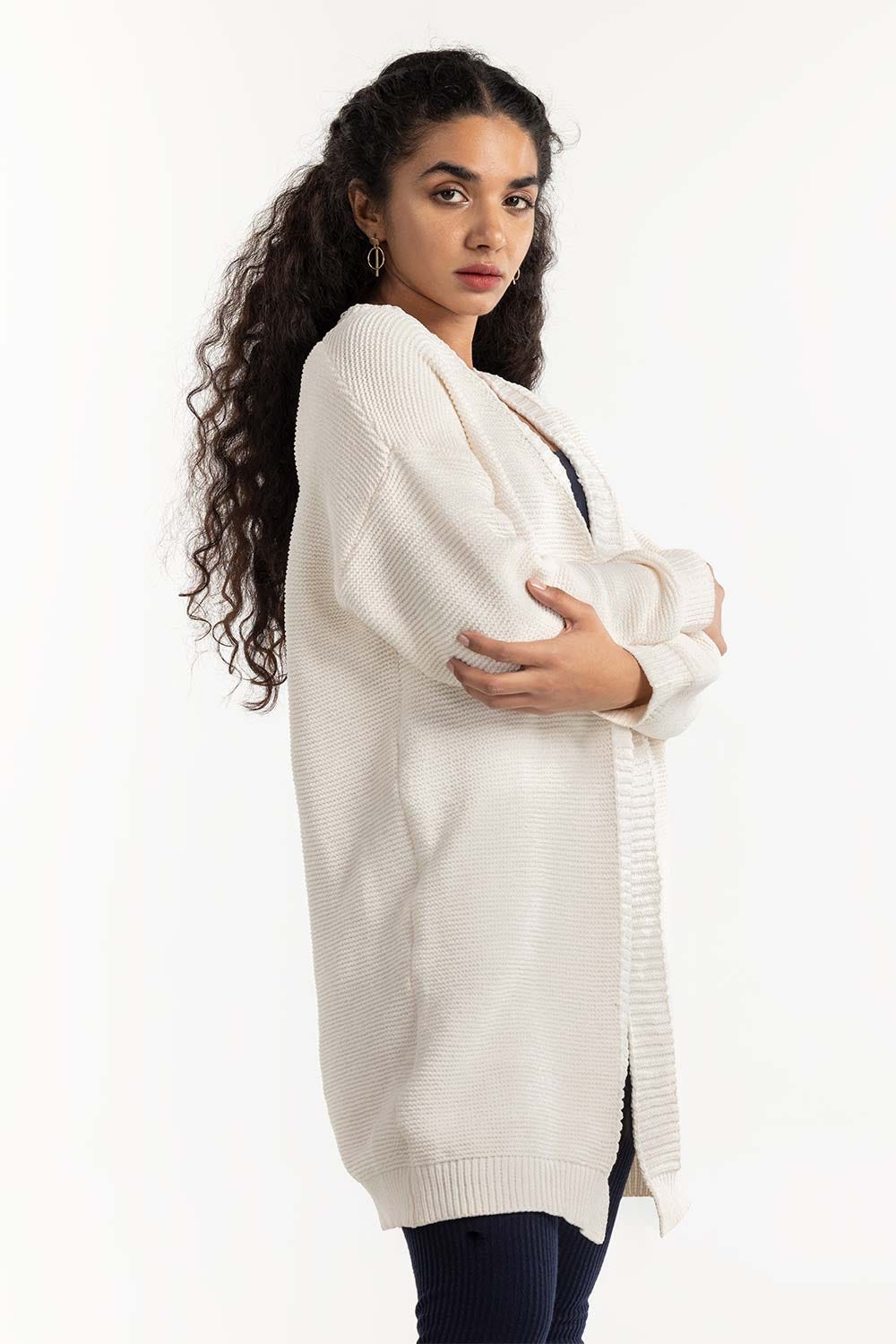 Cream Open Cardigan 224-211-079