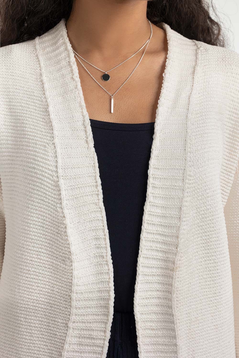 Cream Open Cardigan 224-211-079