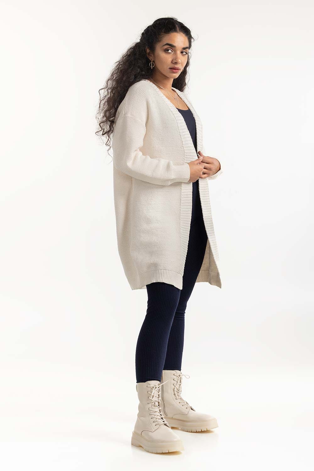 Cream Open Cardigan 224-211-079