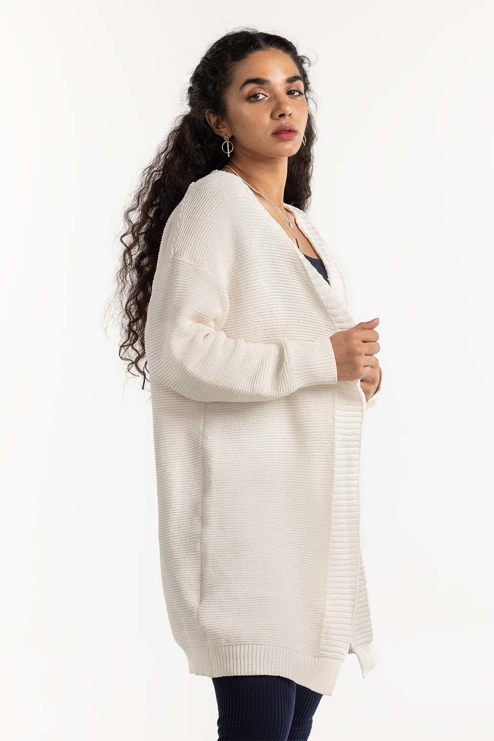 Cream Open Cardigan 224-211-079