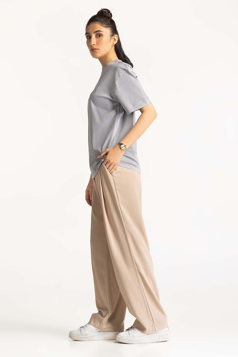 Crew Neck Tee With Embroidery On Front WM-KTP-SS24-027