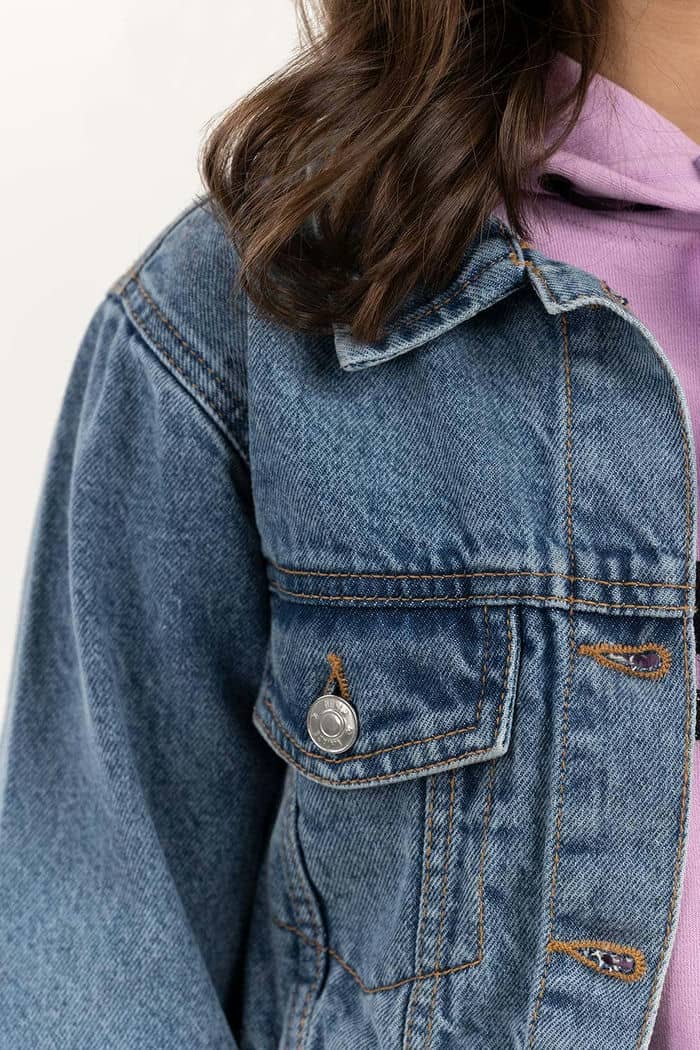 Junior Girl Cropped Denim Jacket 224-410-052 A