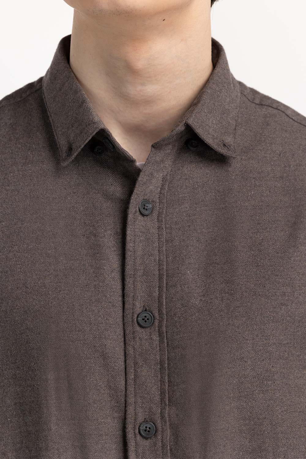 Dark Beige Button-Down Shirt 224-117-037