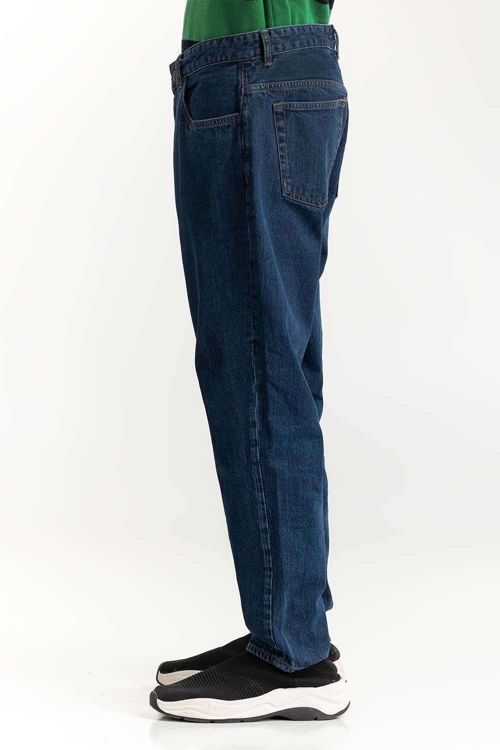 Dark Blue Basic Straight Jeans 224-121-001