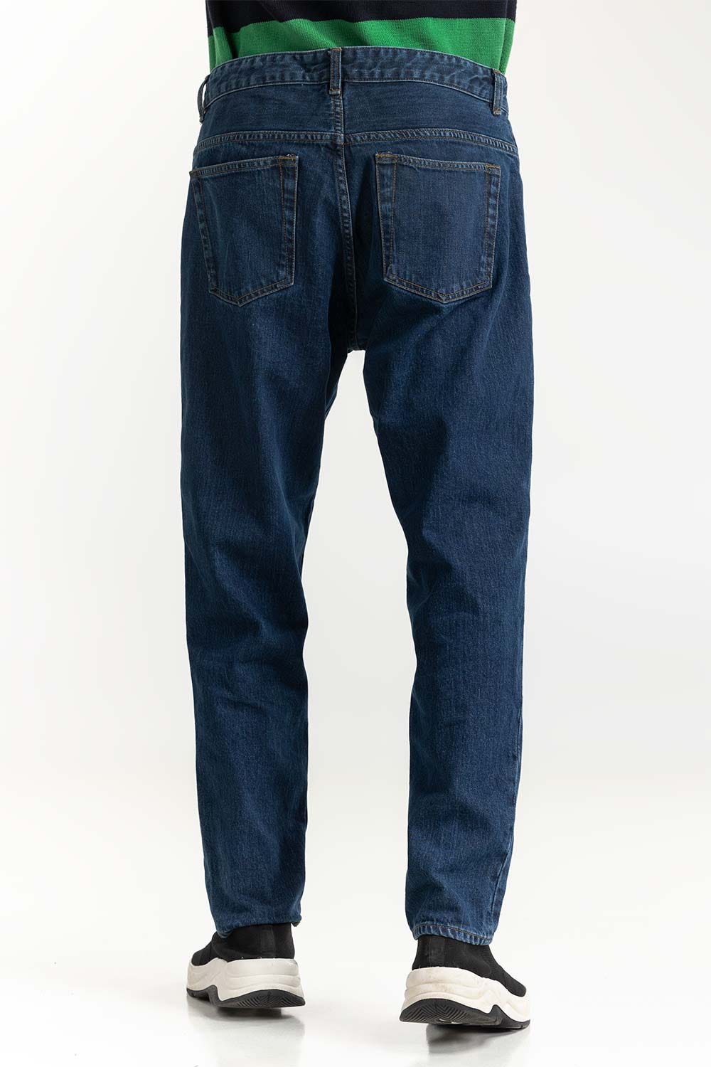Dark Blue Basic Straight Jeans 224-121-001