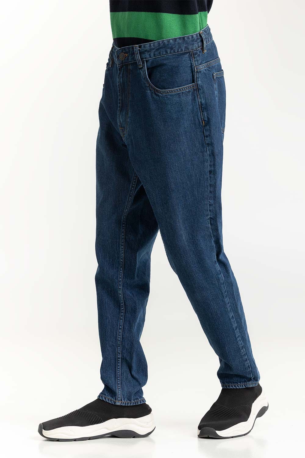 Dark Blue Basic Straight Jeans 224-121-001
